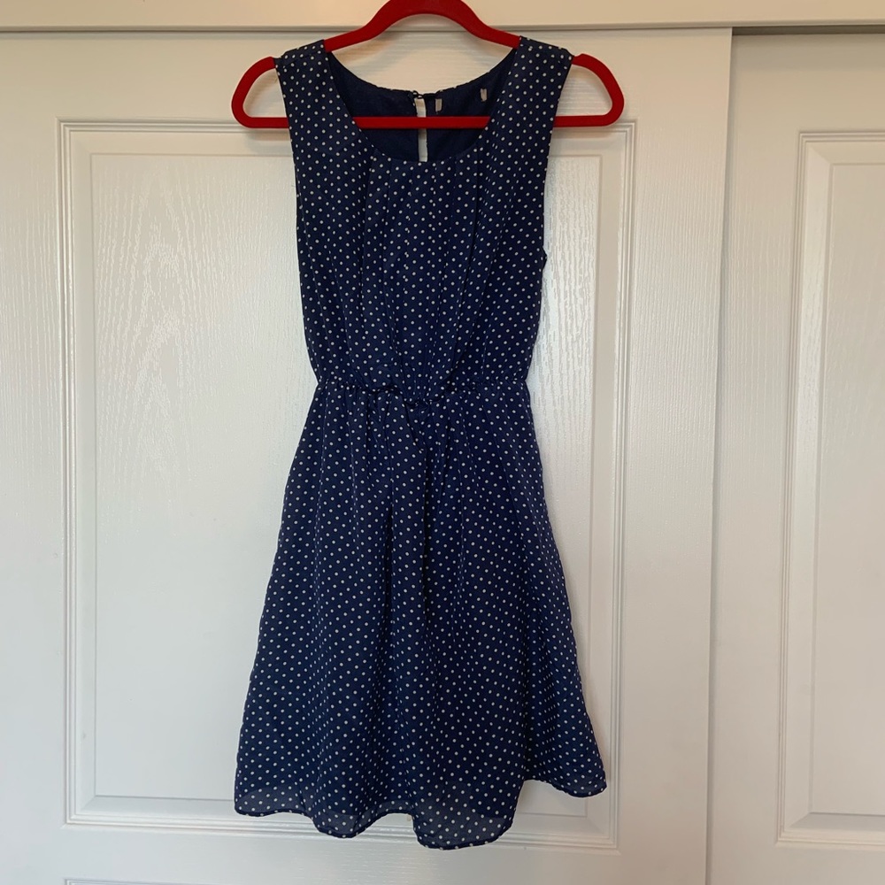 Navy blue polka dot dress